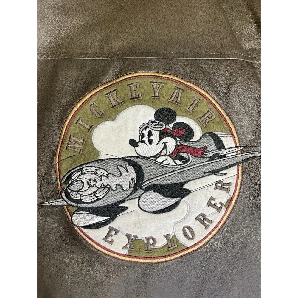 Disney Store Special Air Patrol MICKEY MOUSE Pilot Leather Bomber Jacket Medium